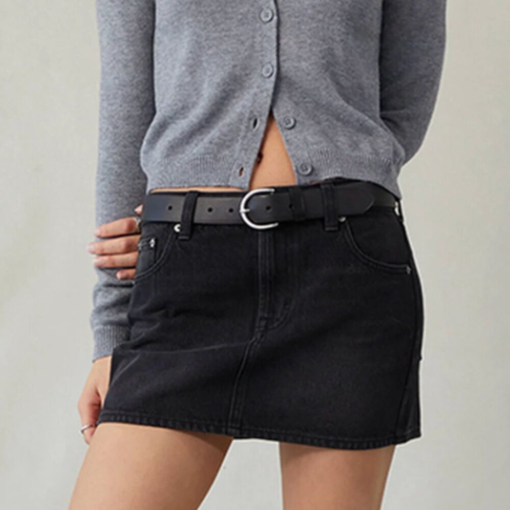 PacSun Bella Black Mid-Rise Denim Mini Skirt | Size 25 | Y2K
